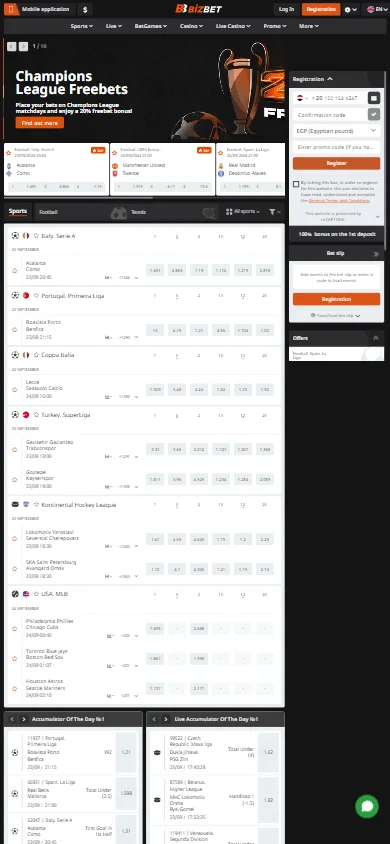 BizBet Casino mobile home screen with casino content and account access